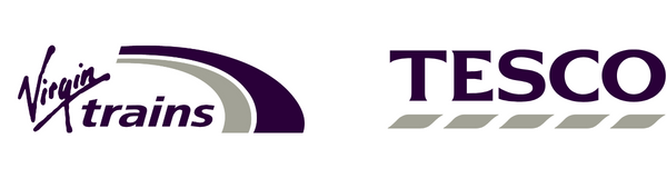 Virgin Trains and Tesco client logos