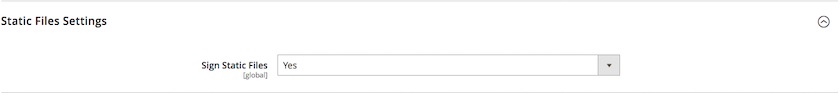 screenshot showing static files settings in the magento admin