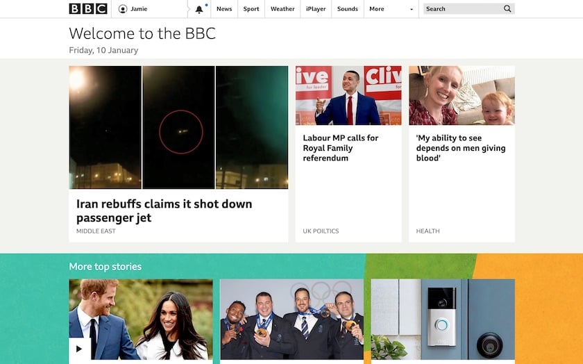 Screenshot of the BBC Website