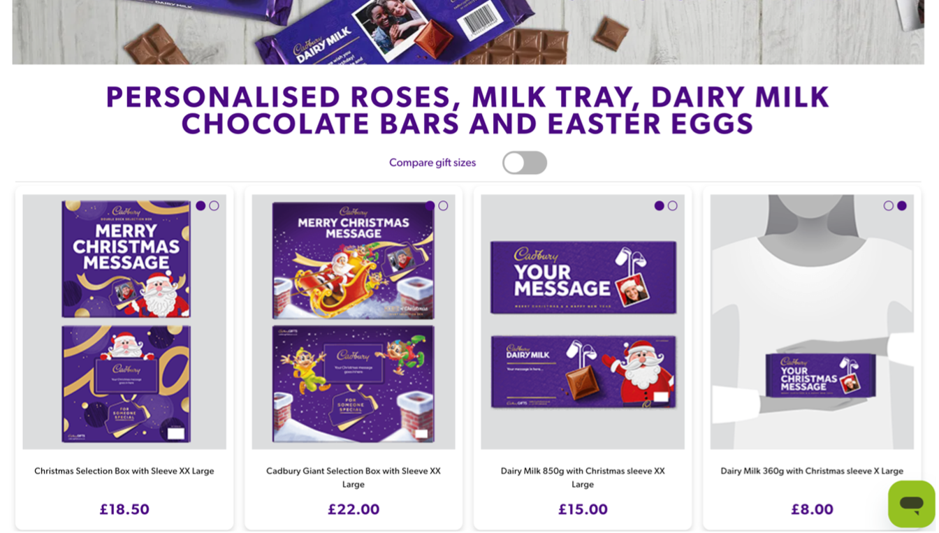 Cadbury differentiate their DTC sites with personalised products