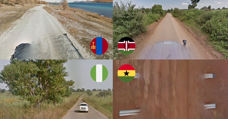4 images taken from GeoGuessr