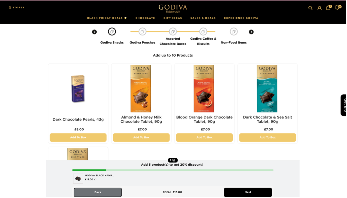 Godiva differentiate their DTC sites with personalised products