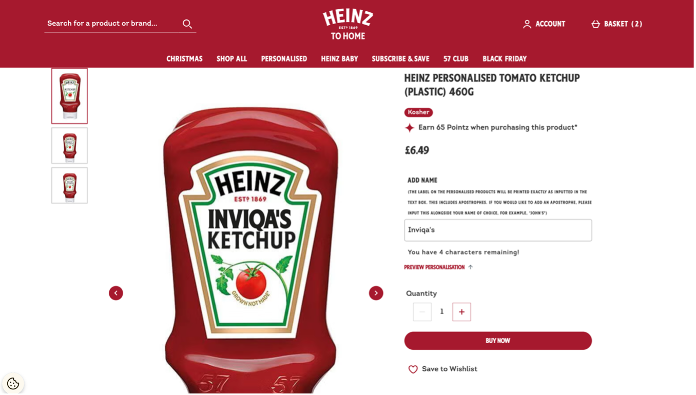 Heinz differentiate their DTC sites with personalised products