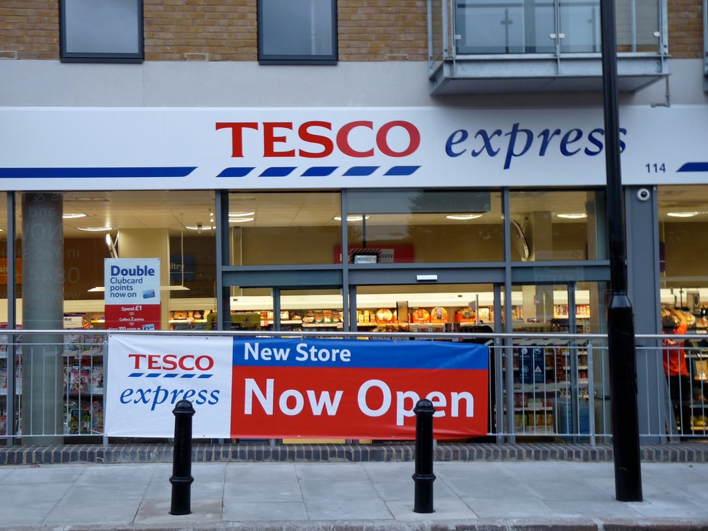 The outside of a Tesco store