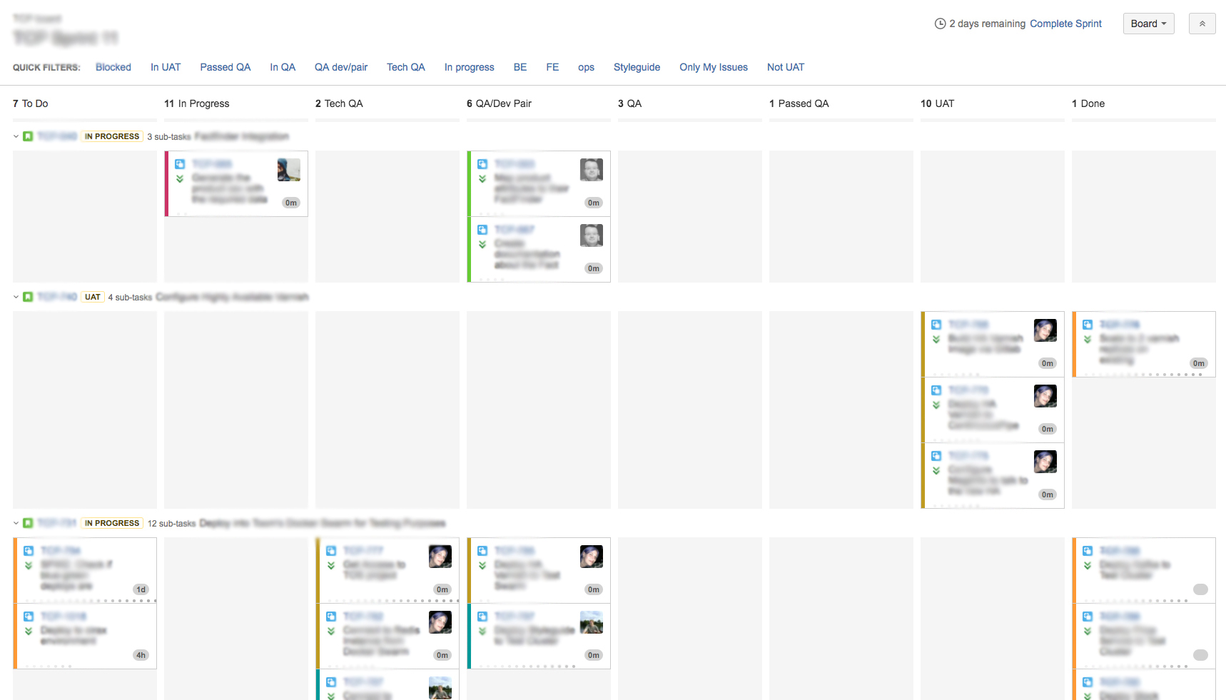 screenshot from Jira showing what a push system looks like