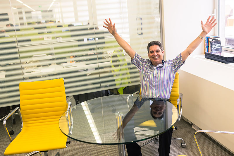 Yair celebrating
