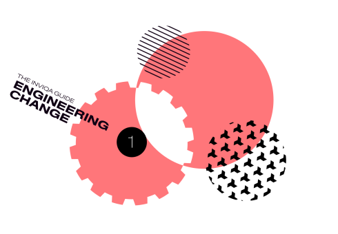 A graphic of circles and cogs with the words 'The Inviqa Guide: Engineering Change' on it