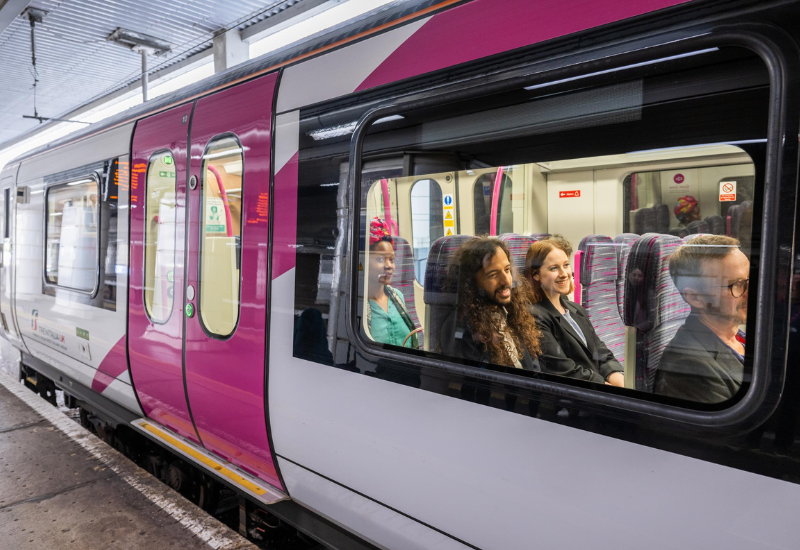 Happy passengers on a c2c train