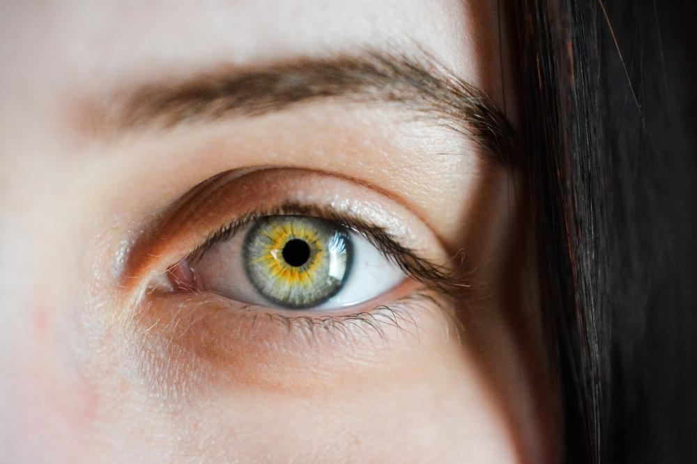 Close-up shot of a woman's green eye