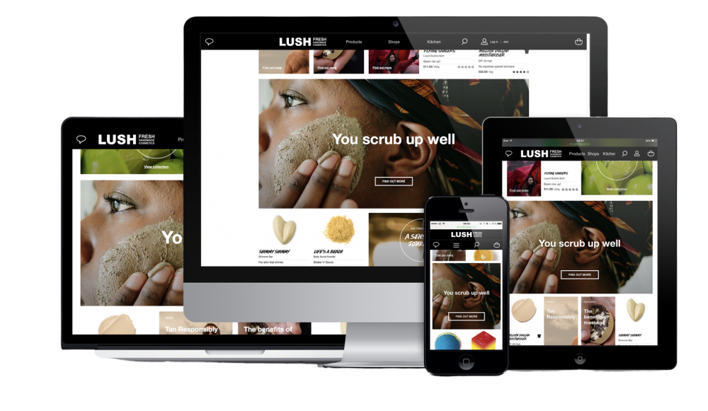 Lush homepage on multiple devices