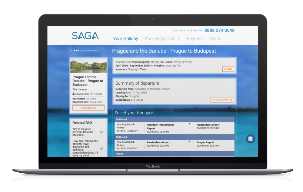 Macbook showing saga website