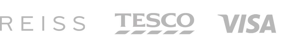 Reiss, Tesco, Visa client logos