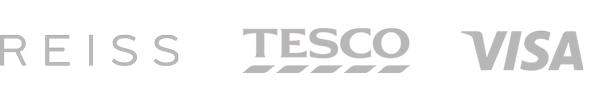 Reiss, Tesco, Visa client logos