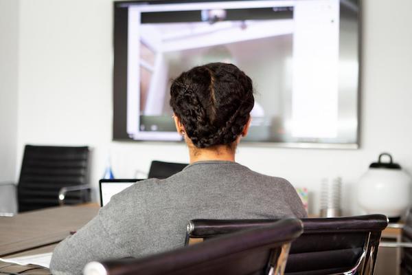 female at a video conference