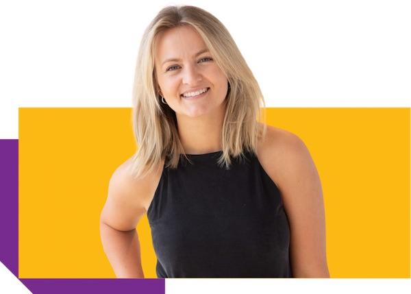 Blonde female smiling