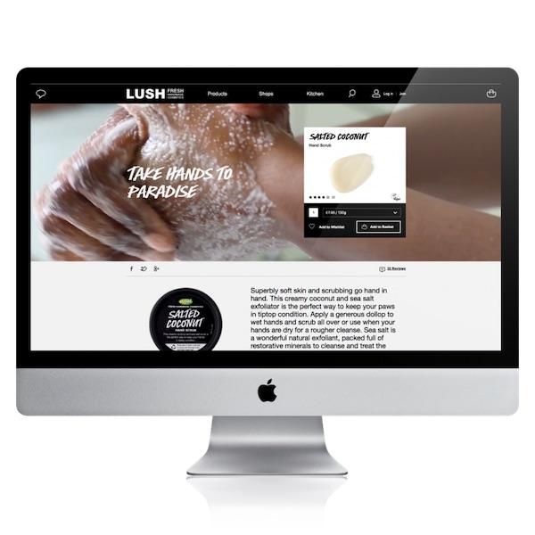 Lush website on a Mac screen