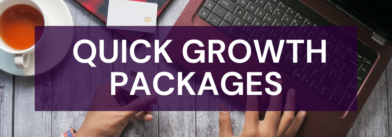 Quick Growth Packages: banner showing laptop user shopping online
