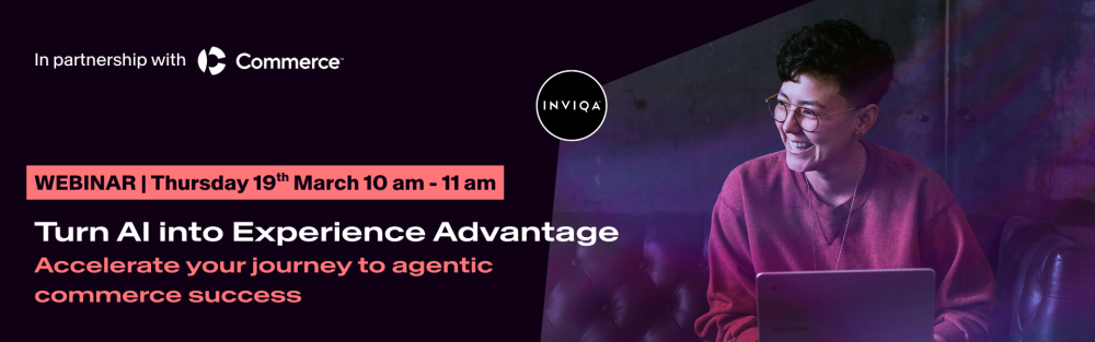 Woman smilling with laptop on lap. Overlaid words promoting webinar on March 19th